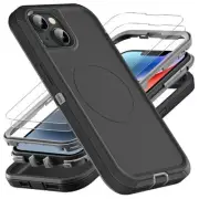 iPhone 13/14 Case Compatible With Magsafe - 3 in 1 Heavy Duty New-Black/Grey