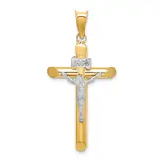 14k Two-tone Gold Two-tone Gold Polished Crucifix Pendant