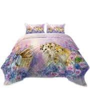 Cats Art Adorable Cute Kittens in Flower Garden Coverlet