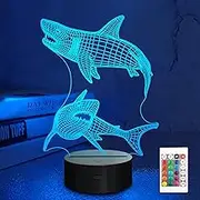 Lampeez Shark 3D Night Light Illusions Lamp, 16 Colors Changing Table Desk Deco Lamp Bedroom Children Room Decorative Best Festival Birthday Gifts for Toddlers Boys Child