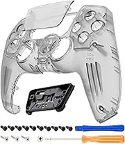 eXtremeRate Luna Redesigned Clear Black Front Shell Touchpad Compatible with ps5 Controller BDM-010 020 030 040 050, DIY Replacement Custom Touch Pad Cover Compatible with ps5 Controller