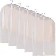 [SUNYFUNY] 5-Pack Extra Large Hanging Garment Bags - PEVA Breathable Dust-Proof Clothing Protectors with Full Zipper, Clear Wardrobe Storage Covers for Closet Organization (140x60cm)