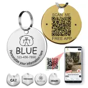 Personalized QR Code Pet Id Tag Made in USA - Customize Both Tag & Web App. Face
