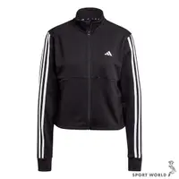 在飛比找Yahoo奇摩購物中心優惠-【下殺】Adidas 立領外套 女裝 排汗 拉鍊口袋 黑【運