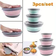 3pcs Silicone Folding Bowl Set - BPA-Free Leak-Proof Durable - Collapsible Expandable Design for Easy Storage - Perfect for Camping Travel Outdoor Adventure