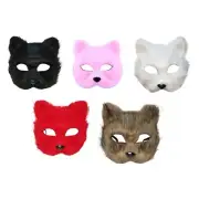 Halloween Party Fox-Mask Plush Animal Half Face for Masquerade