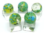 20mm Frog Spawn Shooter Glass Marbles Pk 5 (3/4") Clear w Lt Blue Green Yellow