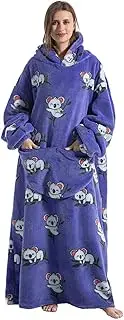 [LOGANZ] Wearable Blanket Hoodie, Lengthen Super Soft Throw Blanket with Pocket, Comfortable Nap Blanket, Universal Oversized Hoodie for Couch, Home, Sofa