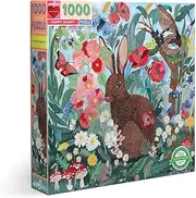 eeBoo Piece and Love Poppy Bunny 1000 Piece Square Adult Jigsaw Puzzle