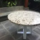 White Terrazzo Table Top for restaurants, gardens, balcony, round terrazzo Table
