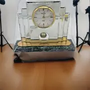 Bulova Tempest Marble Base Clock Battery Operated Quartz Shelf Clock B7877 New