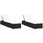 Sun Loungers with Cushions Day Bed Lounge Sofa Poly Rattan Black 2x vidaXL