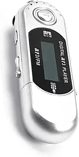 2 in 1 Mini MP3 Player Lossless Sound Support 32G Flash Drive LCD Music Player Automatic Shutdown One Finger Control, Sliver