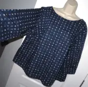 NEW WomensMONSOONnavy mix printed linen mix top blouse size 22