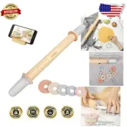 Precision Adjustable Rolling Pin with Measurement Guide & 5 Rings for Baking Fun