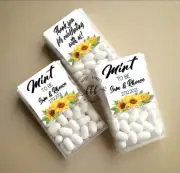 10 Tic Tac Wedding Favour Labels Stickers Mint to Be Personalised Sunflower
