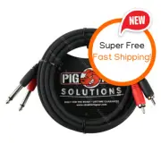 Pig Hog PD-R1410 Solutions 10ft Dual RCA (Male) to Dual 1/4" Mono (Male) - NEW