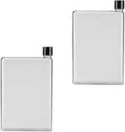 2-Pack Flat Water Bottle A5 Flat Bpa-Free Purse Mini Memo Reusable Clear 420Ml W