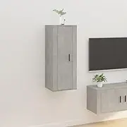 Wall Mounted TV Cabinet Concrete Grey with Shelf, Doors and Storage, Modern Media Center Entertainment Table, Living Room Furniture 40x34.5x100 cm