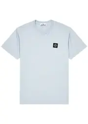 Stone Island Logo Cotton T-shirt - Light Blue M