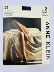 Anne Klein Pantyhose Polished Sheer Black. Sz -M Tall Basic Top Reinforced Toe.