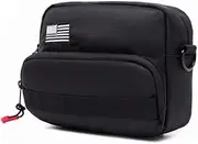 CWXEDN Motorcycle Handlebar Bag,Harley Handlebar Bag， American Flag Tool Bag, Universal Fork Black Sissy Bar Bag,Bicycle Handlebar Front Storage Accessory Bag for Cruiser Softail Dyna Sportsters