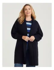[Taking Shape] Lofty Balloon Sleeve Cardigan in Navy