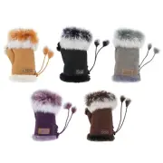 UGG Gloves Women Men Australia Premium Sheepskin Wool Fingerless Fluffy Mittens