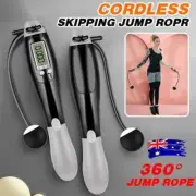 Digital Wireless Cordless Skipping Jump Rope Fitness With Calorie Counter AU NEW