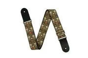 Guitar Strap - XTR 2 Inch Black Deluxe Poly Cotton 60's Brown Pattern