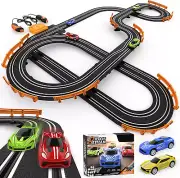 Slot Car Race Track Sets with 4 High-Speed Slot Cars, Battery or Electric Car