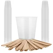 5oz (150ml) Graduated Plastic Measuring Cups, 50 Cups & 25 Mixing Sticks, Paint