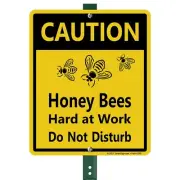 "Caution - Honeybees Hard At Work Do Not Disturb" LawnBoss® Sign | 10" x 12" ...