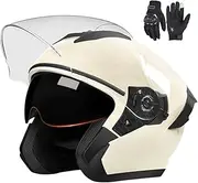 Open Face Motorbike Helmet, Adult Motorbike Helmet Double Visor 3/4 Open Face Sun Shield DOT/ECE Approved for Men and Women