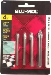 Disston 3436 Blu-MOL Glass And Tile Tungsten Carbide Tip Drill Bit Set 4 Pieces