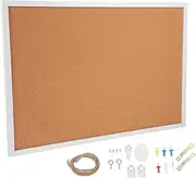 HIAKDOFT 35x50cm Office Memo Board White Frame Cork Board Photo Wall Display for Wall