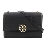 TORY BURCH MILLER 荔枝皮革翻蓋肩背/斜背二用包(黑色) 154703 001