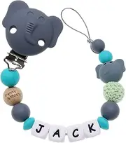 Panny & Mody Dummy Clip Personalised Name Soother Chain Holder, Custom Binky Clips