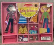 Melissa Doug Abby & Emma Magnetic Dress-up Dolls Dollhouses Brand New Age 3+
