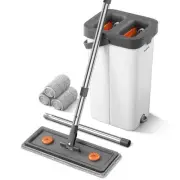 Mop and Bucket with Wringer Set for Home, Flat Mop and Bucket Set with 3 Wash...