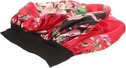 EXQUIMEUBLE Wide Brimmed Elastic Sleeping Cap for Women Breathable Satin and Bathing Hat Round Design Red and Salon Use