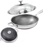 NNEDSZ 34cm Stainless Steel Non-Stick Stir Fry Cooking Kitchen Honeycomb Wok Pan