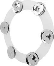Drum Cymbals Hi Hat Tambourine,Bells Percussion,Cring Ching Steel Ring with Stainless Steel Jingles,Crash Cymbal,Effects (Silver)