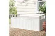 Gardeon Outdoor Storage Bench Box 129cm Wooden Garden Toy Chest Sheds Patio Furniture XL White