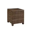 CROSLEY FURNITURE Outdoor Side Table 21" Steel Frame w/ Glass Top Wicker Brown