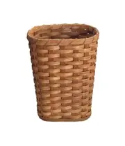 Amish Handmade Waste Basket Small Oval Solid Oak Bottom Hand Woven