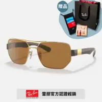 在飛比找momo購物網優惠-【RayBan 雷朋】幾何雙槓偏光太陽眼鏡(RB3672-0