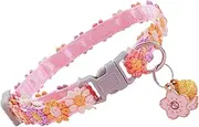 Kitten Collar Breakaway With Bell Flower Pendant - Colorful Adjustable Cat Necklace | Cute Costume Neck Decor for Puppy and Kitten