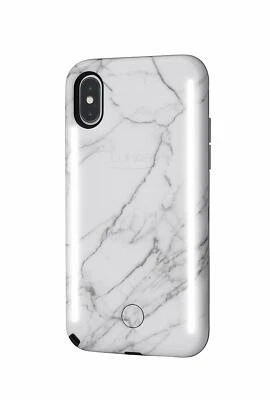 LuMee Duo Phone Case Instafame Lighted for iPhone X/XS D White Marble Howlite