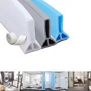 Shower Water Barrier, Collapsible Self Adhesive Silicone Strip Trim Splash Guard, Bendable Shower Threshold Water Barrir, for Bathroom or Kitchen, Countertop, Dry and Wet(White,90cm)